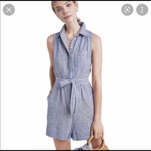 Anthropologie Striped Linen Romper